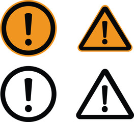 Caution warning signs. Exclamation danger sign. Warnings, attention symbol. Triangle warning flat style - stock vector.