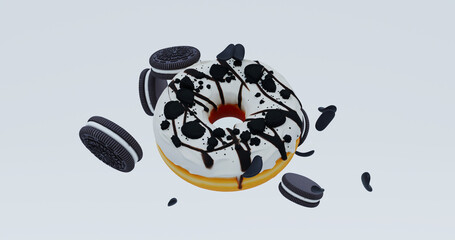 Floating Cookie Crumb Donut With Cream Glaze