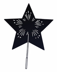 Star Sparkler Silhouette: Celebration, Festive, Black, New Year, Fireworks, Party, Decoration