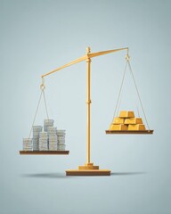 Money and Gold Balance Illustration