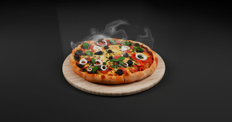 Classic Vegetable Pizza on Round Board