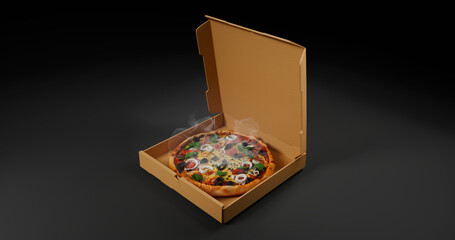 Hot Pizza Inside Open Delivery Box