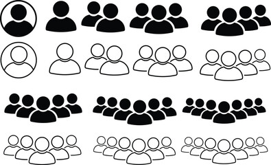 People group icon set. Team people. User profile symbol. Group of people or group of users collection. Persons symbol - stock vector.
