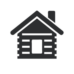 Log House icon silhouette front view. Vector logo of a Home. Real estate. Illustration isolated on white background.
