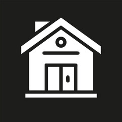 House icon silhouette. White  modern Home logo isolated on black background. Real estate. Vector illustration