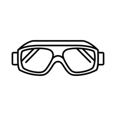 Fototapeta premium Black and white illustration of safety goggles on white background