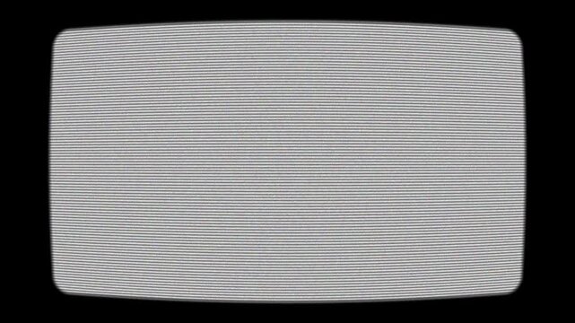 Curved lens old TV screen frame placeholder with CRT scan lines VHS noise seamless loop animation. 4K animated old TV frame template overlay for retro video editing, CRT effects, and old film texture.