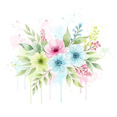 Soft Pastel Watercolor Floral Arrangement for Wedding and Invitation BackgroundSoft Pastel Watercolor Floral Arrangement for Wedding and Invitation Background