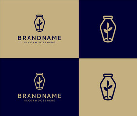 plant vector logo in pottery