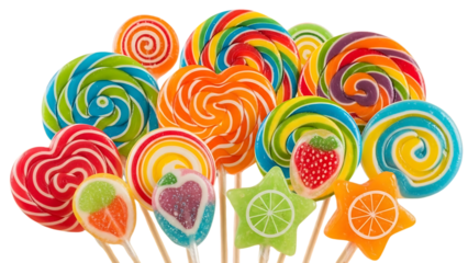 Colorful lollipops assorted candy shapes and flavors