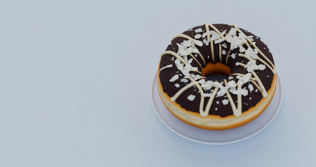 Single Chocolate Donut On Plate Minimal Food Presentation