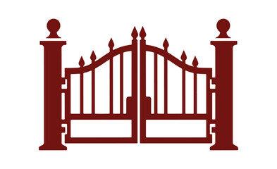 Gate icon. Front perspective. A basic flat graphic illustration created in vector. The object is set apart on a white backdrop. Isolate

