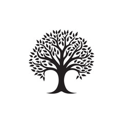 Black Tree icon isolated on white background. Vector Illustration.