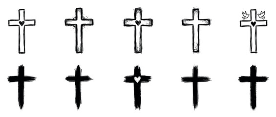 Christian cross icon set. Christian cross icon collection. Vector illustration. EPS 10