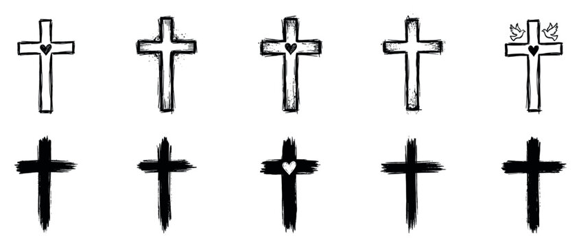 Christian cross icon set. Christian cross icon collection. Vector illustration. EPS 10