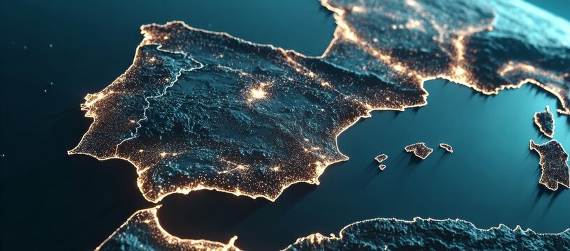 The map of Spain and Portugal in the atlas employs image technology