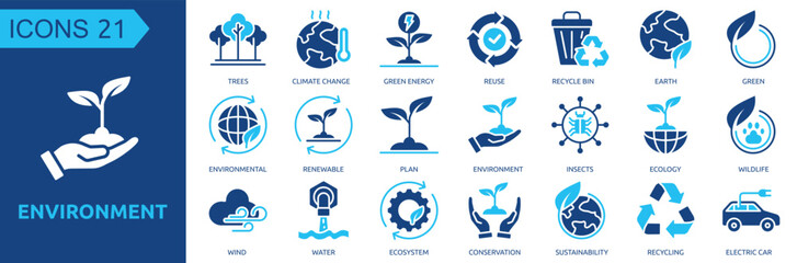 Environment icon collection set
