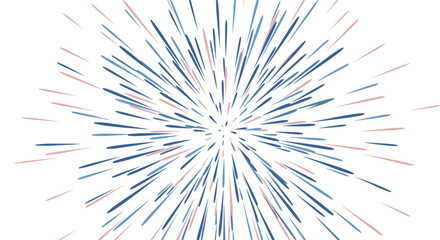 Obraz premium Abstract light burst of blue and pink lines radiating from a central point on a white background for dynamic energy concepts.