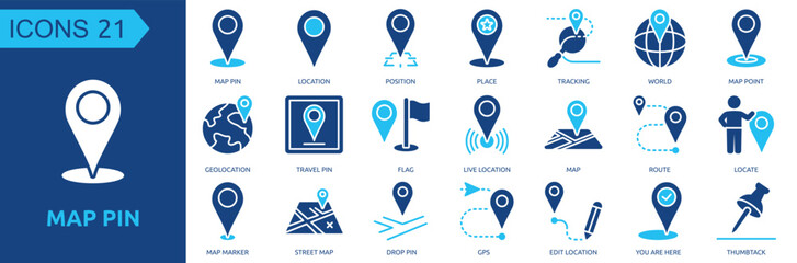 Map Pin icon collection set