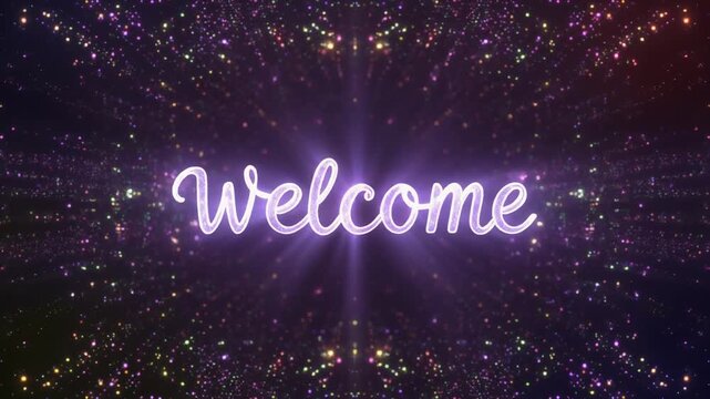 Vibrant Welcome Greeting with Starburst Effect