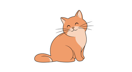Fototapeta premium Cute orange tabby cat with a happy smiling face sits calmly in a friendly and adorable digital illustration.