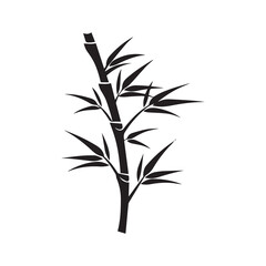 Fototapeta premium Bamboo leaves icon over white background, silhouette style, vector illustration