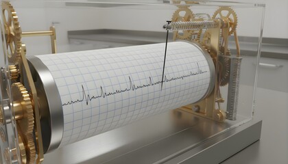 Analog Seismograph Earthquake Recording Instrument Close Up