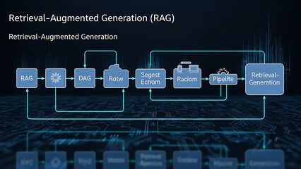 Innovative Retrieval-Augmented Generation concept with brain and server