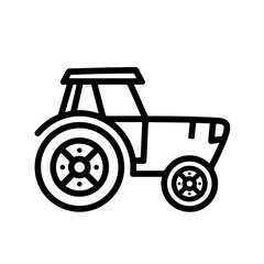 tractor as a simple single icon logo, line art, vector illustration, isolated on transparent background