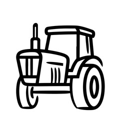 tractor as a simple single icon logo, line art, vector illustration, isolated on transparent background