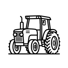 tractor as a simple single icon logo, line art, vector illustration, isolated on transparent background