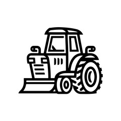 tractor as a simple single icon logo, line art, vector illustration, isolated on transparent background