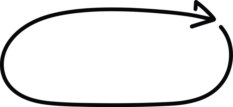 Hand drawn oval shape with an arrow indicating a continuous loop or a return path