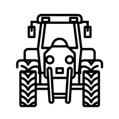 tractor as a simple single icon logo, line art, vector illustration, isolated on transparent background