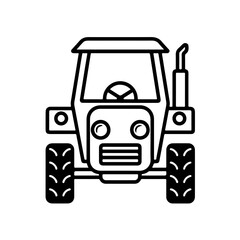 tractor as a simple single icon logo, line art, vector illustration, isolated on transparent background