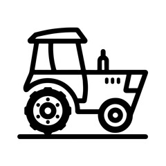 tractor as a simple single icon logo, line art, vector illustration, isolated on transparent background