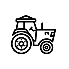 tractor as a simple single icon logo, line art, vector illustration, isolated on transparent background