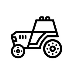 tractor as a simple single icon logo, line art, vector illustration, isolated on transparent background