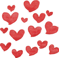 Watercolor Red Hearts Collection Art