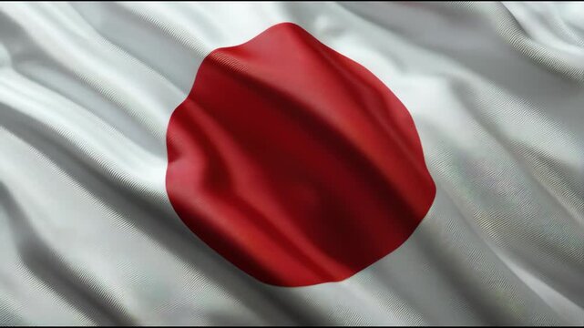 A large Japanese national flag with a red circle on white background is waving gently.