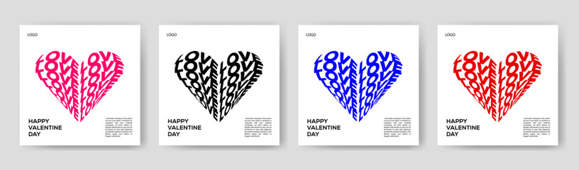 Heart Shape Made of Small Hearts Vector Set in Multiple Color Variations Romantic Love Concept Illustration for Valentine Day Wedding Poster Card and Decorative Design