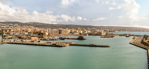 Industrial and cruise port of Naples in Italy