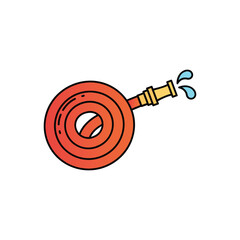 Firefighter hose equipment colorful vector illustration