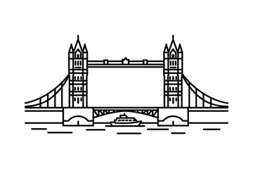 London bridge landmark line art vector illustration