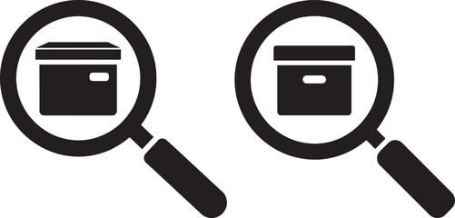 Magnifying glass box Silhouette on white background