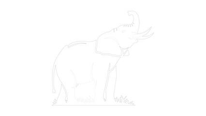 Stylized Black Elephant Illustration with Open Mouth
