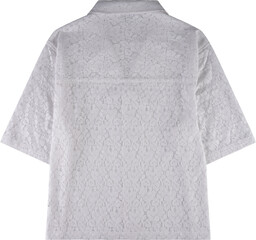 White lace blouse with short sleeves isolated on transparent background
