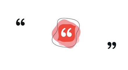 Bright red quote bubble with white speech marks stands out as a focal point for testimonials and important quotes in digital designs.