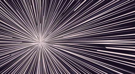 Fototapeta premium Abstract background featuring intense light rays radiating from a central point to simulate the effect of hyperspace travel or warp speed.