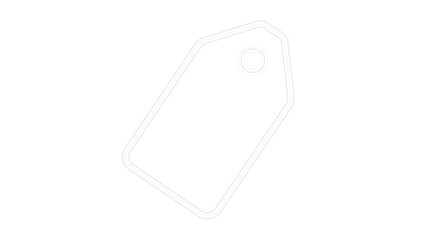 Minimalist Wireframe Tag with Hole on Black Surface
